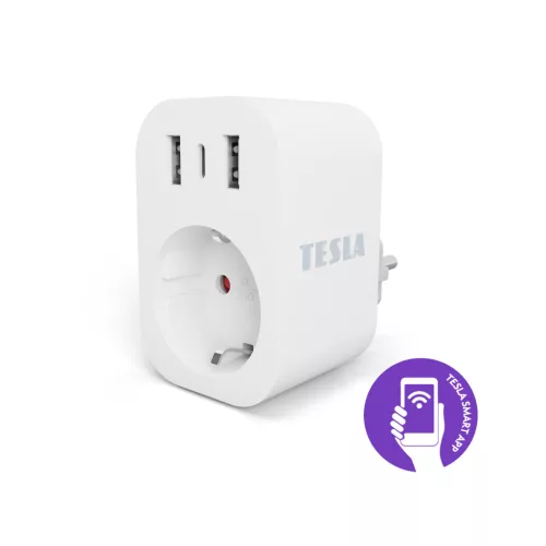TESLA Smart Plug SP300 3USB - okos konnektor (2+1USB) - megújult csomagolásban