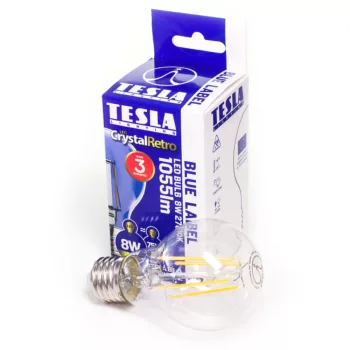   Tesla - LED FILAMENT RETRO izzó, E27, 8W, 230V, 1055lm, 2700K, 360°, clear