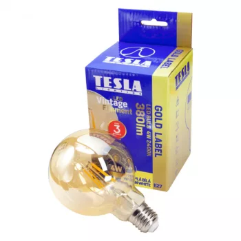   Tesla - LED GLOBE G125 VINTAGE izzó, E27, 4W, 230V, 380lm, 2400K, 360°, borostyán