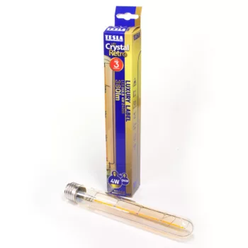   Tesla - LED VINTAGE cső, E27, 4W, 230V, 380lm, 2400K, 360°, borostyán