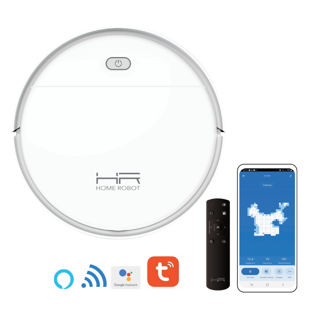 HOME ROBOT RV400 Intelligens robotporszívó, nedves-száraz, HEPA szűrő, applikációval - FEHÉR akciós termékkép 1