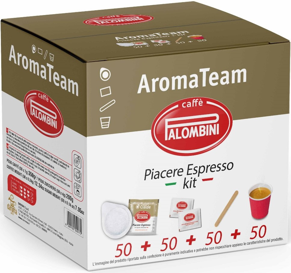 Palombini Aroma Team Piacere Espresso Kit pohárral 50 darabos akciós termékkép 1